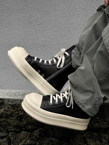 Rubber Sole High-Top Side Zipper Platform Sneakers - 2273 