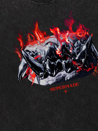 Thesupermade Vintage Washed Dark Print T-shirt 