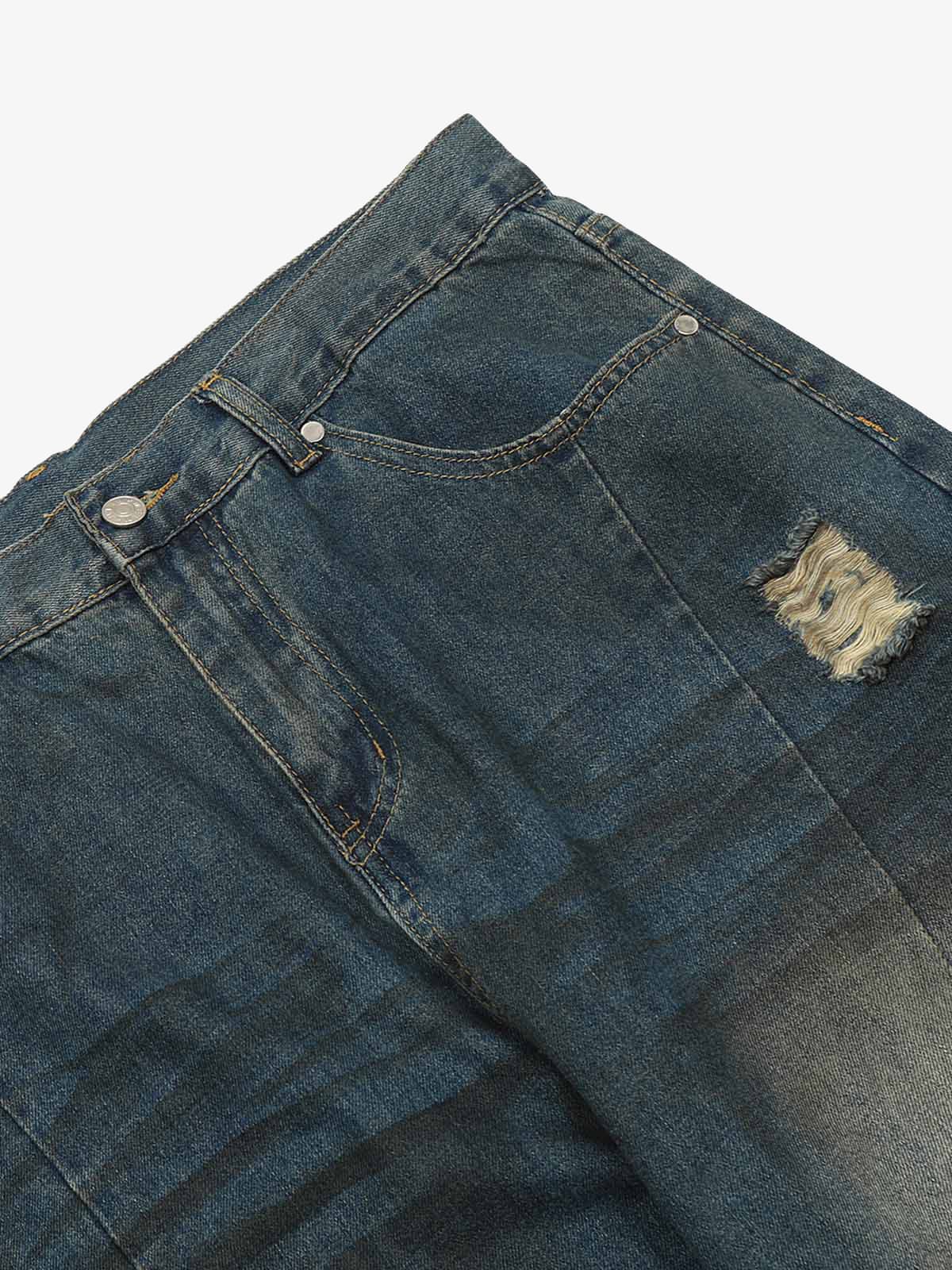Dirty Dyed Washed Straight Jeans 