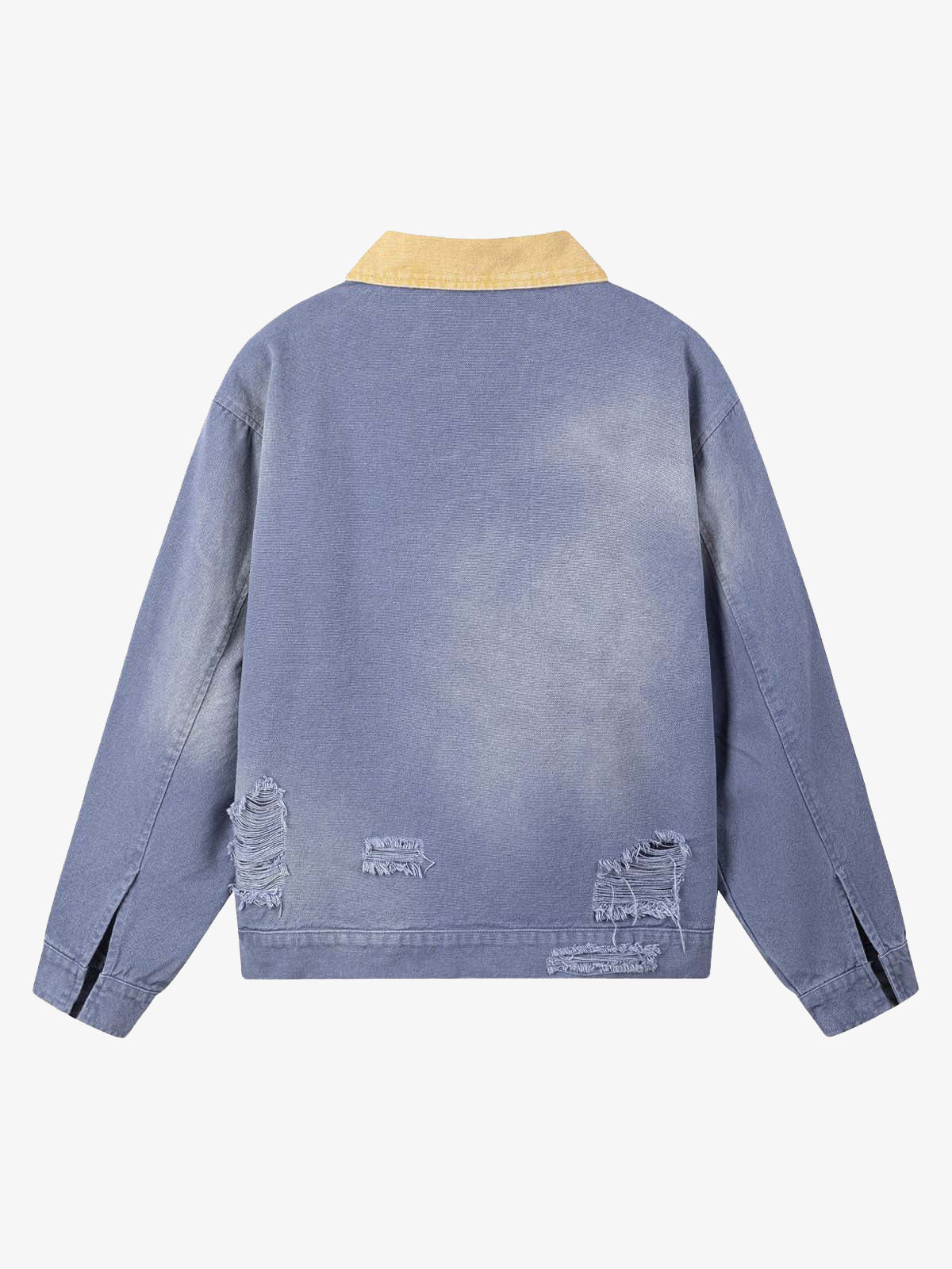 Retro Ripped Washed Contrast Color Work Jacket 