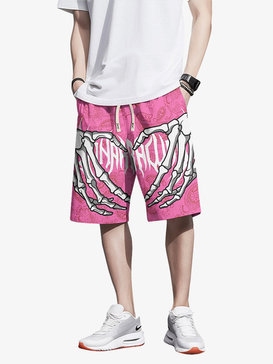 Thesupermade Skull Hand Print Hip-hop Shorts 