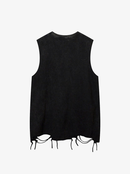 Thesupermade Vintage Necklace Star Print Hip-hop Tank Top - 2070 