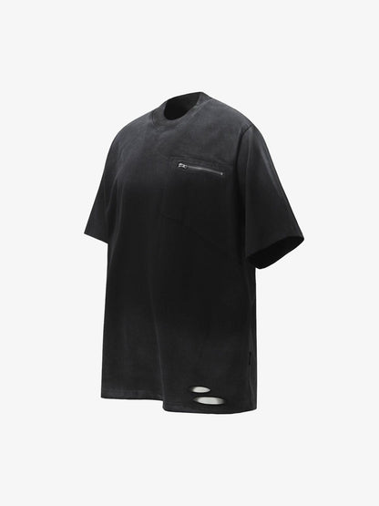 Street Dirty-Dye Distressed Cut Pocket T-shirt 