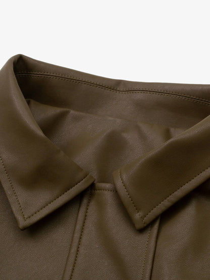 Thesupermade Lettering Embroidered Leather Bomber Jacket 