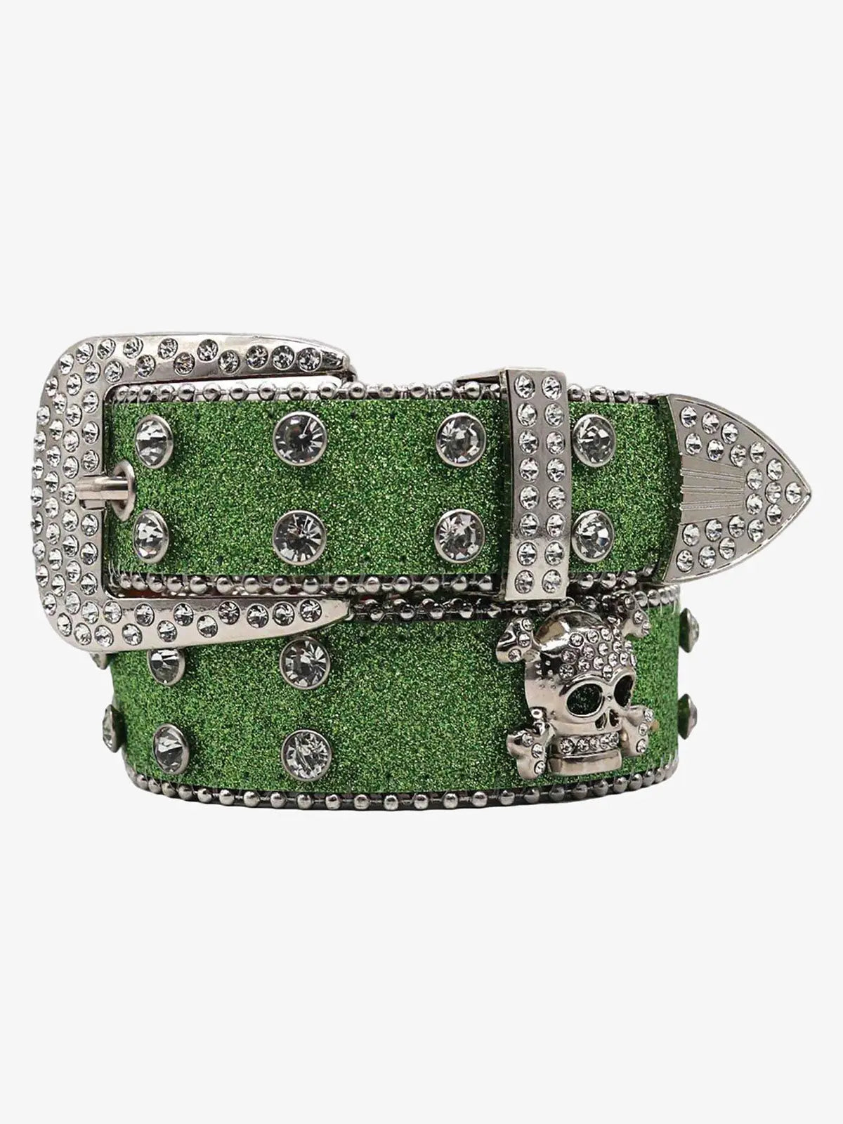 Thesupermade Rhinestone Skull Belt - 1668 