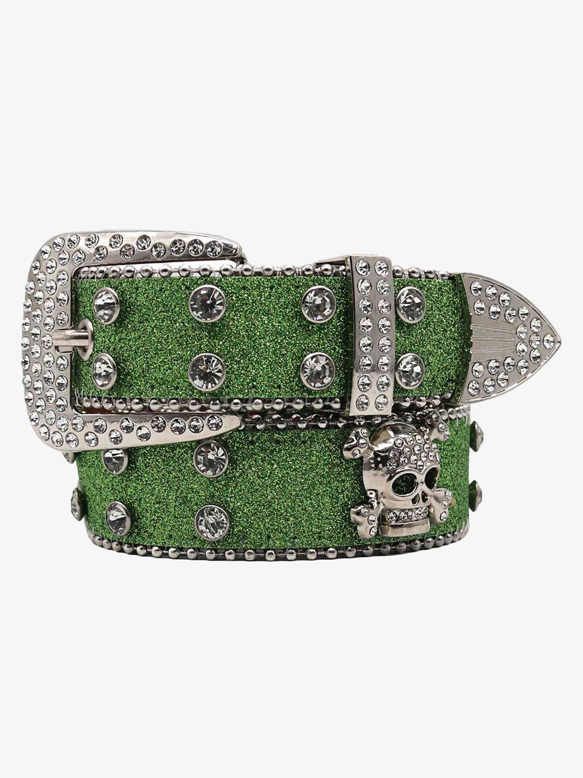 Thesupermade Rhinestone Skull Belt - 1668 