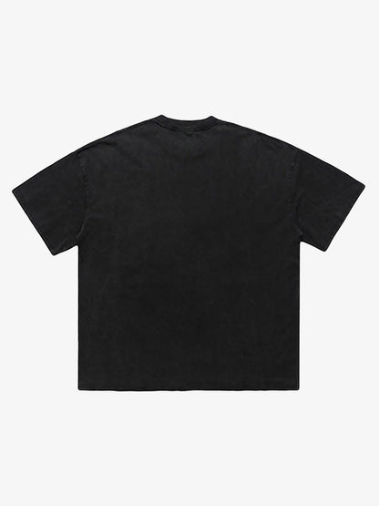Street Washed Portrait Print T-shirt 