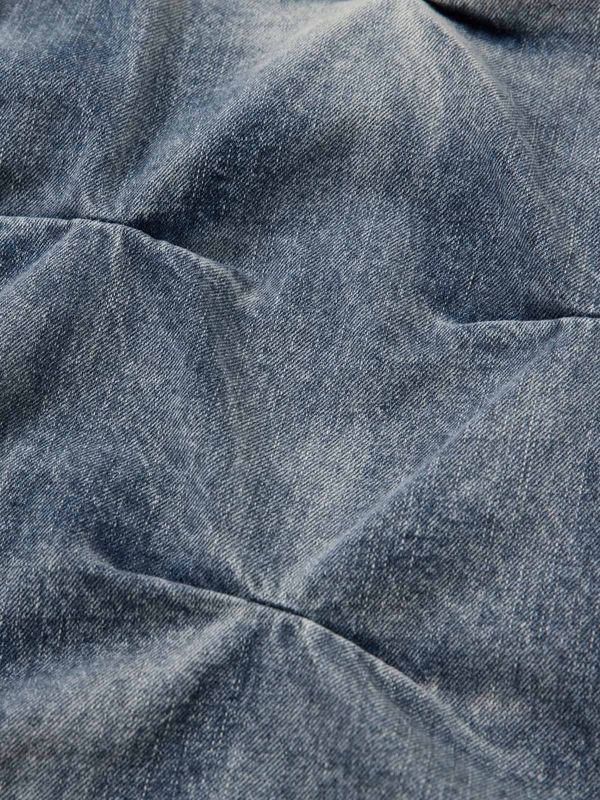 Distressed Washed Pleated Jeans 