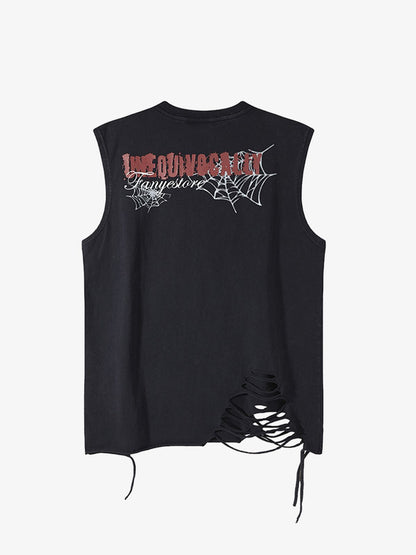 Raggedy Design Spider Web Graphic Vest - 2360 