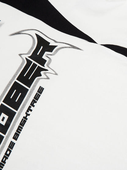 Thesupermade Star Color-Blocking Long Sleeve Quarter Zipper Shirt 