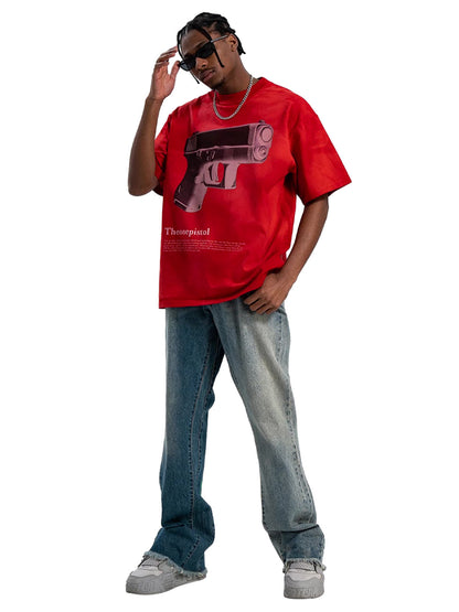 Graphic Gun Print T-Shirt - Bold Statement for Urban Style 