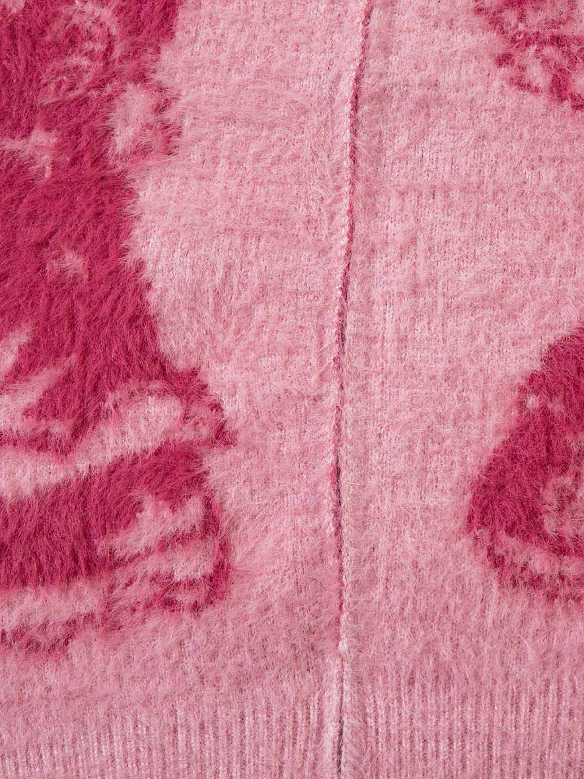 Thesupermade Graffiti Faux Mink Fur Zip Up Sweater 