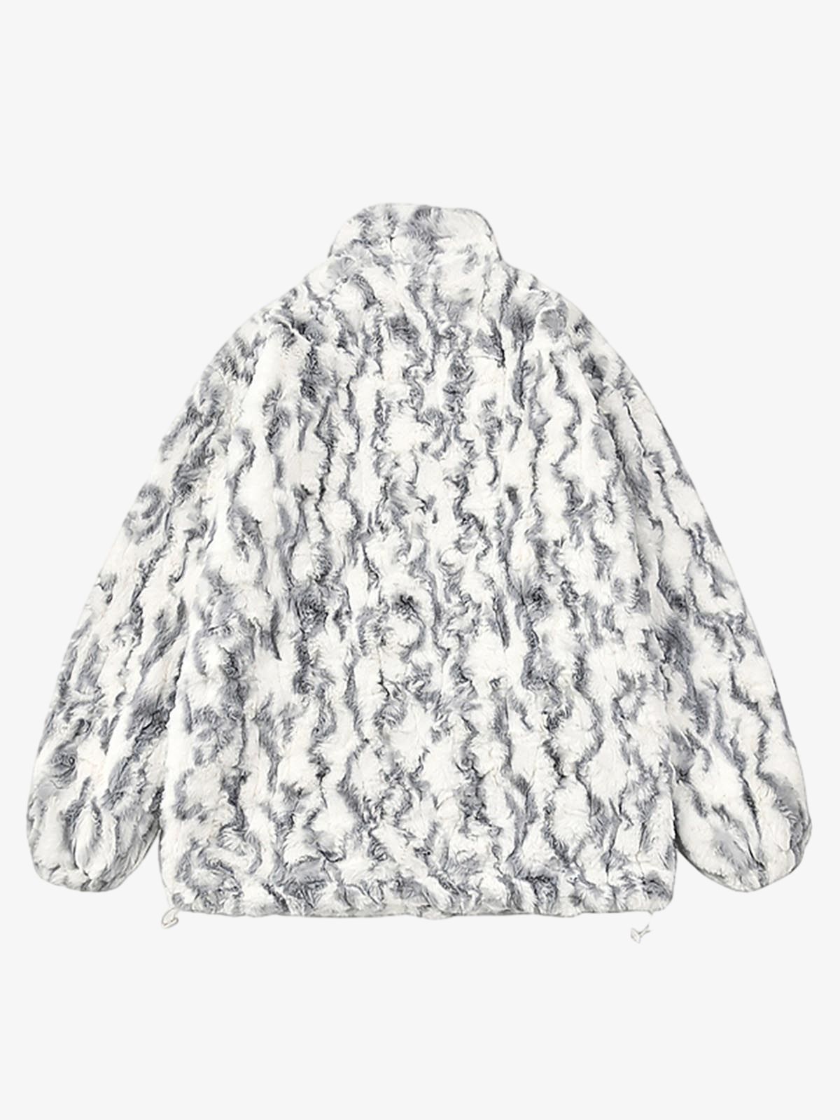 Tie-Dye Stand Collar Sherpa Jacket 