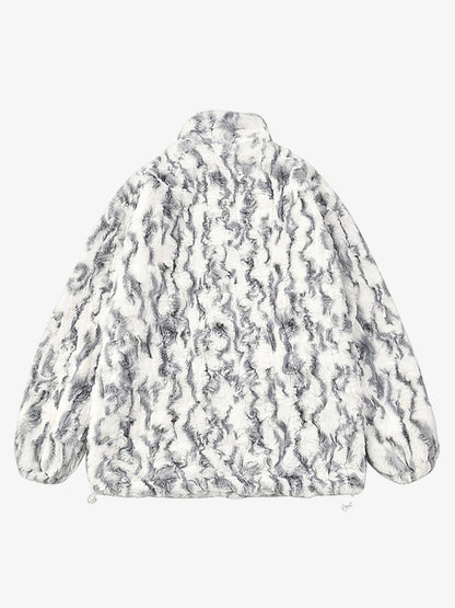 Tie-Dye Stand Collar Sherpa Jacket 
