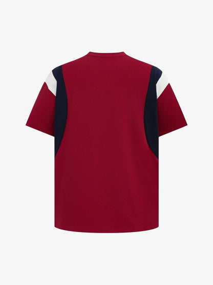 Retro Contrast Color Stitching Embroidered Letter Jersey T-shirt 