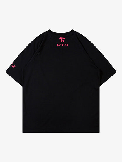 Retro Color-Blocked Deconstructed Stitching Racing T-shirt 