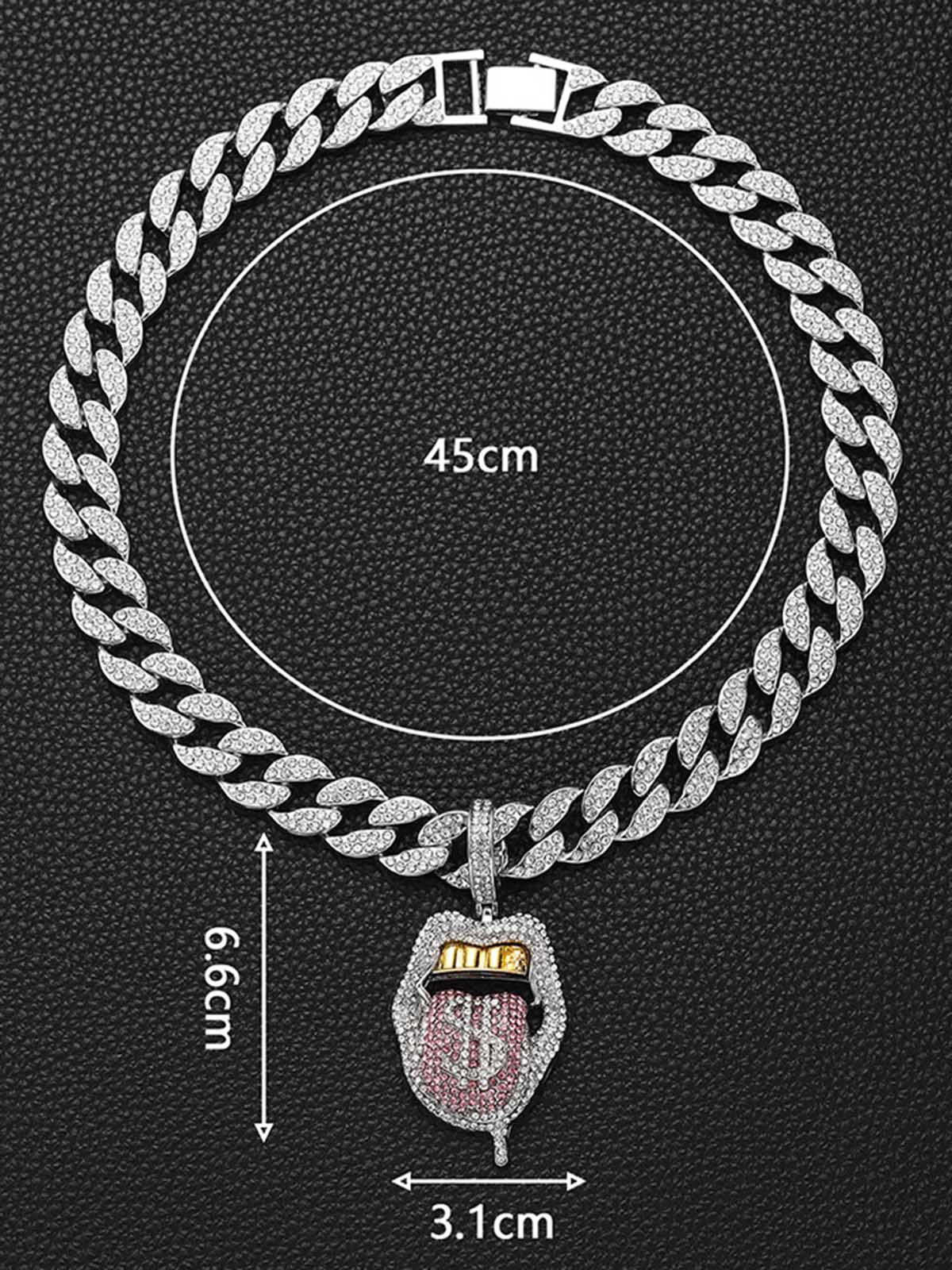 Thesupermade Hip Hop Diamond Tongue Cuban Necklace 