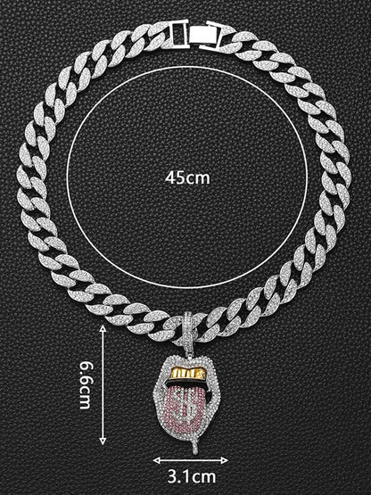 Thesupermade Hip Hop Diamond Tongue Cuban Necklace 