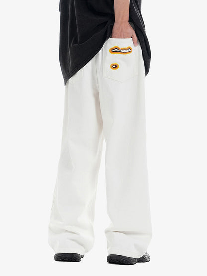 Street Flame Towel Embroidered Jeans 