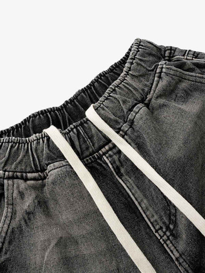 Washed Cargo Denim Shorts - 2382 