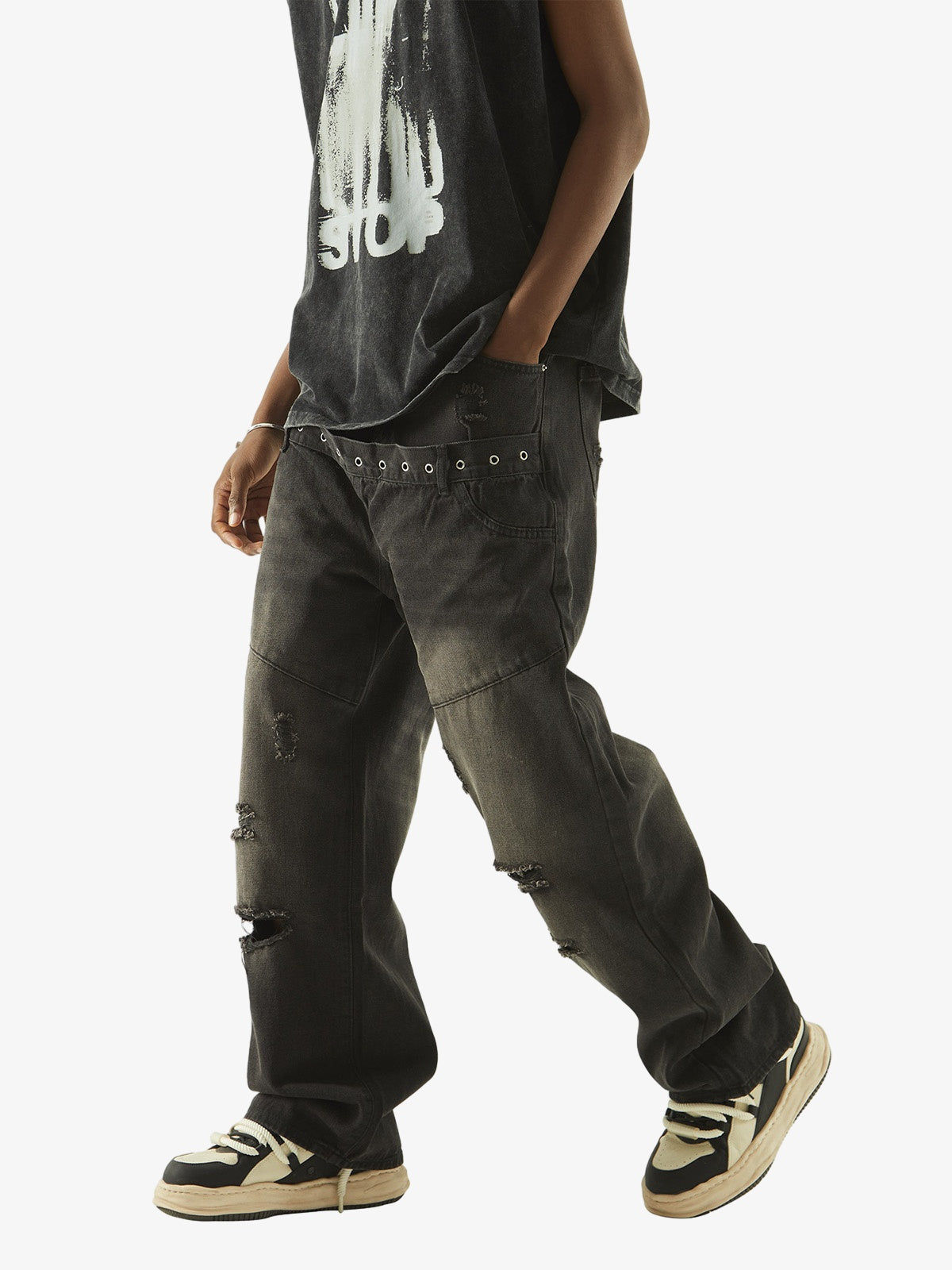 Vintage Washed Distressed Jeans 