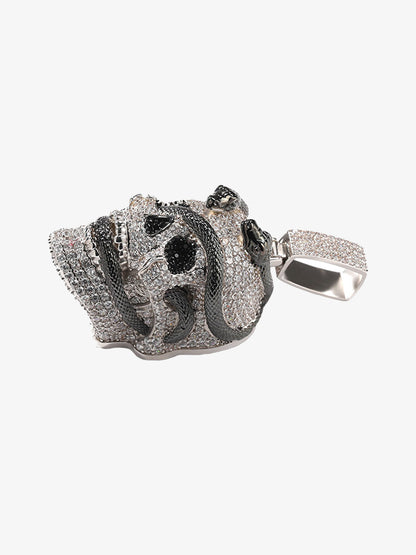 Skull Snake Zircon Copper Necklace 