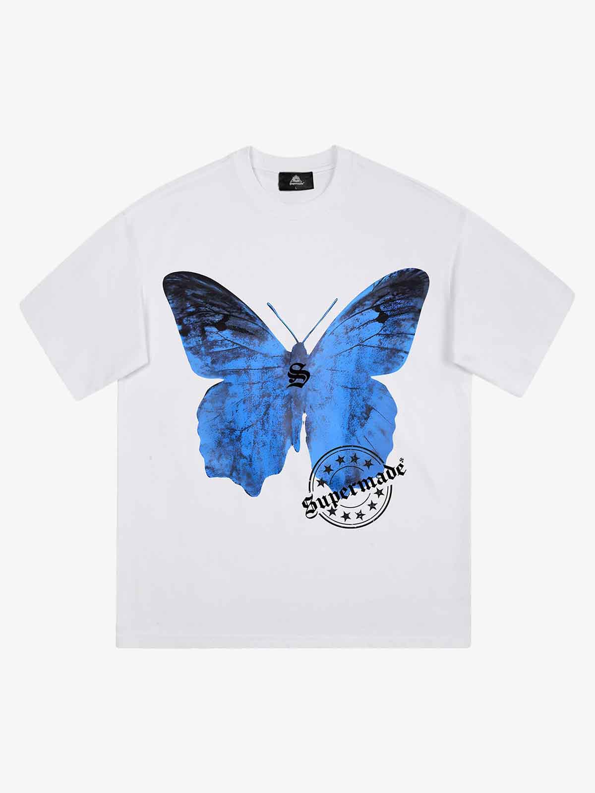 Thesupermade Street Hip-Hop Butterfly Stamp T-shirt - 2130 