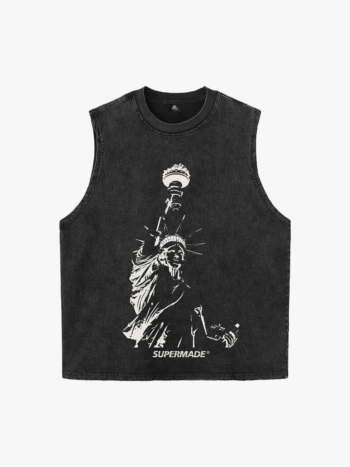 Original Fashion Men's Statue of Liberty Print Sleeveless Denim Vest 