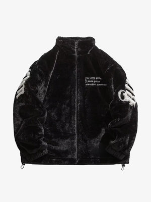 Thesupermade Street Letter Embroidered Fleece Jacket - 1838 