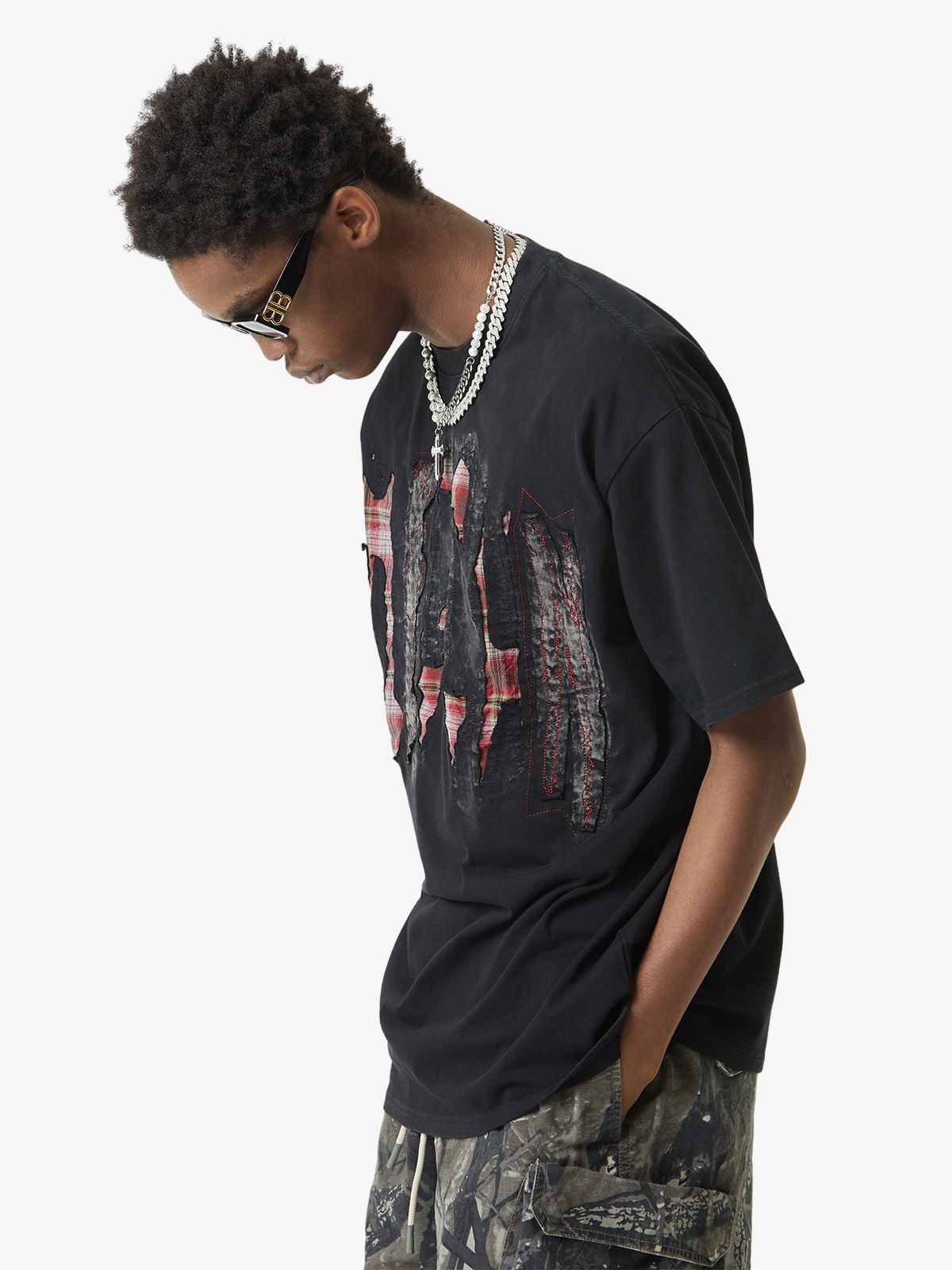 Thesupermade Street Contrast Color Embroidered T-shirt 