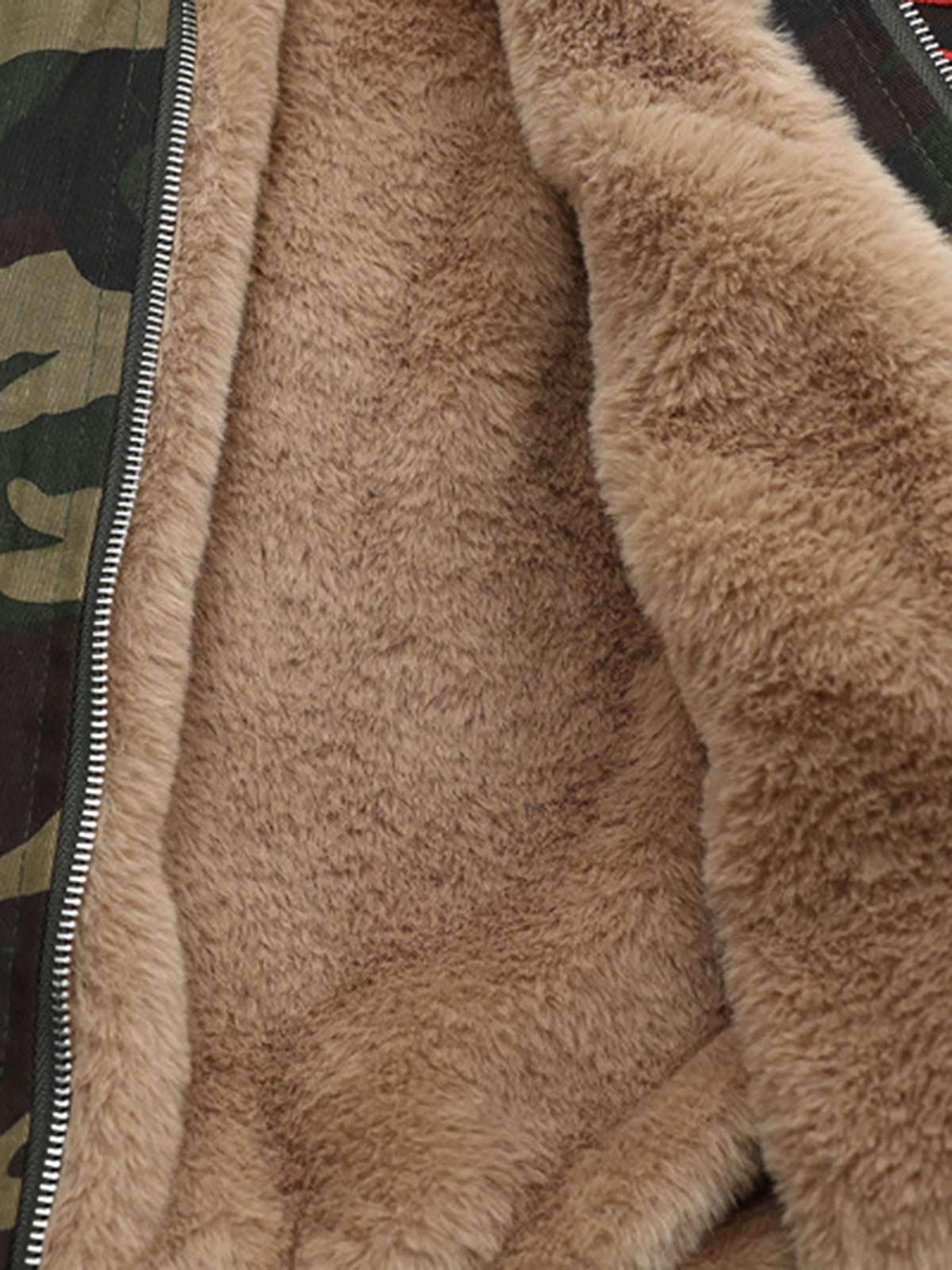 Embroidered Detachable Fur Hooded Jacket - 2546 