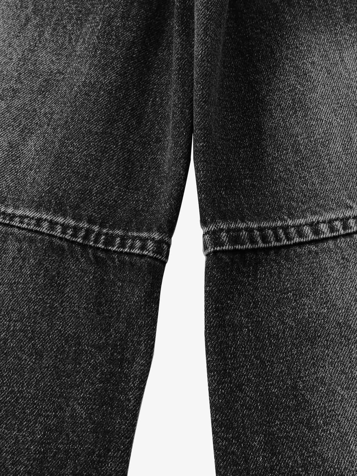 Washed Distressed Rivet Denim Cropped Jorts 