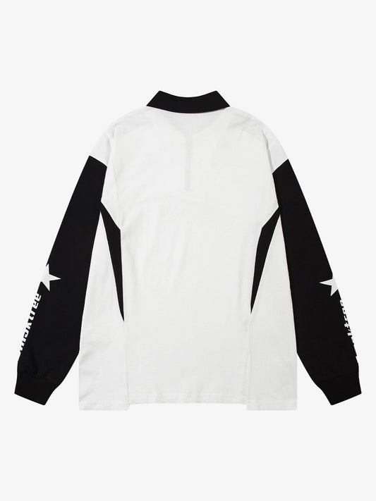 Thesupermade Star Contrast Color Long Sleeve Quarter Zipper Shirt 