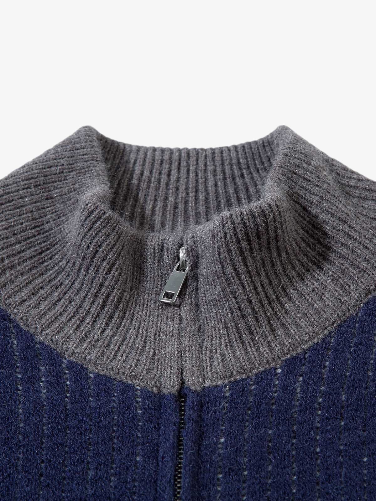 Retro Contrast Color Cardigan Knitted Sweater 