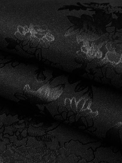 Thesupermade Leaves Pattern  Black Vintage Shirts 