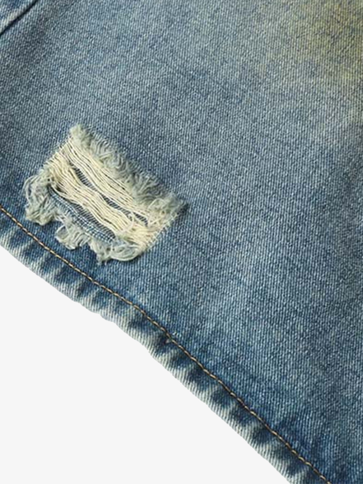 Washed Distressed Spray-Painted Ripped Jorts 