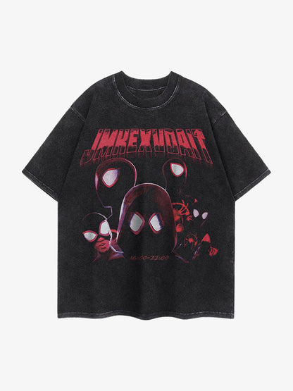 American Retro Fun Printed Street Rap T-shirt 