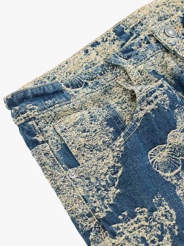 Landscape Jacquard Straight Jeans 