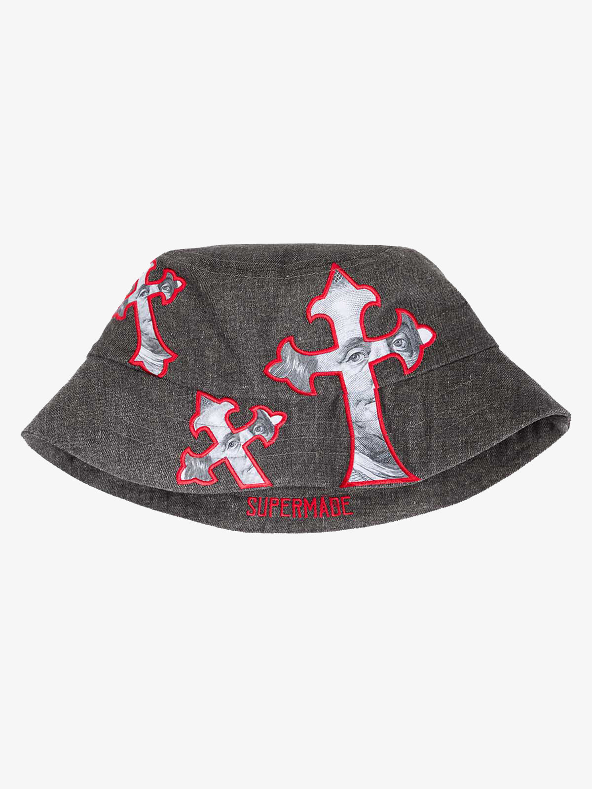 Cross And Portrait Denim Bucket Hat 