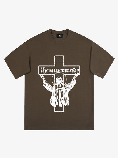 Original Distressed Cross Graphic T-Shirt 