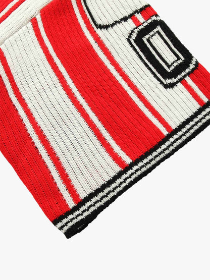 Thesupermade Vintage Striped Baseball Short-sleeved Knit Sweater - 2249 