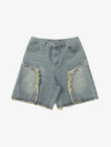 Thesupermade Retro Stitching Diamonds Embroidery Shorts 