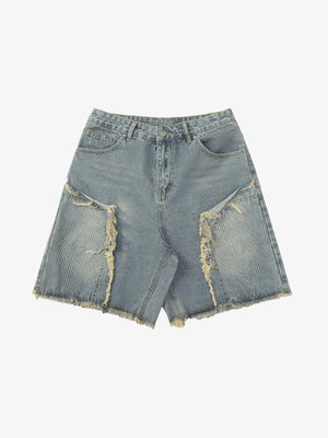 Thesupermade Retro Stitching Diamonds Embroidery Shorts 