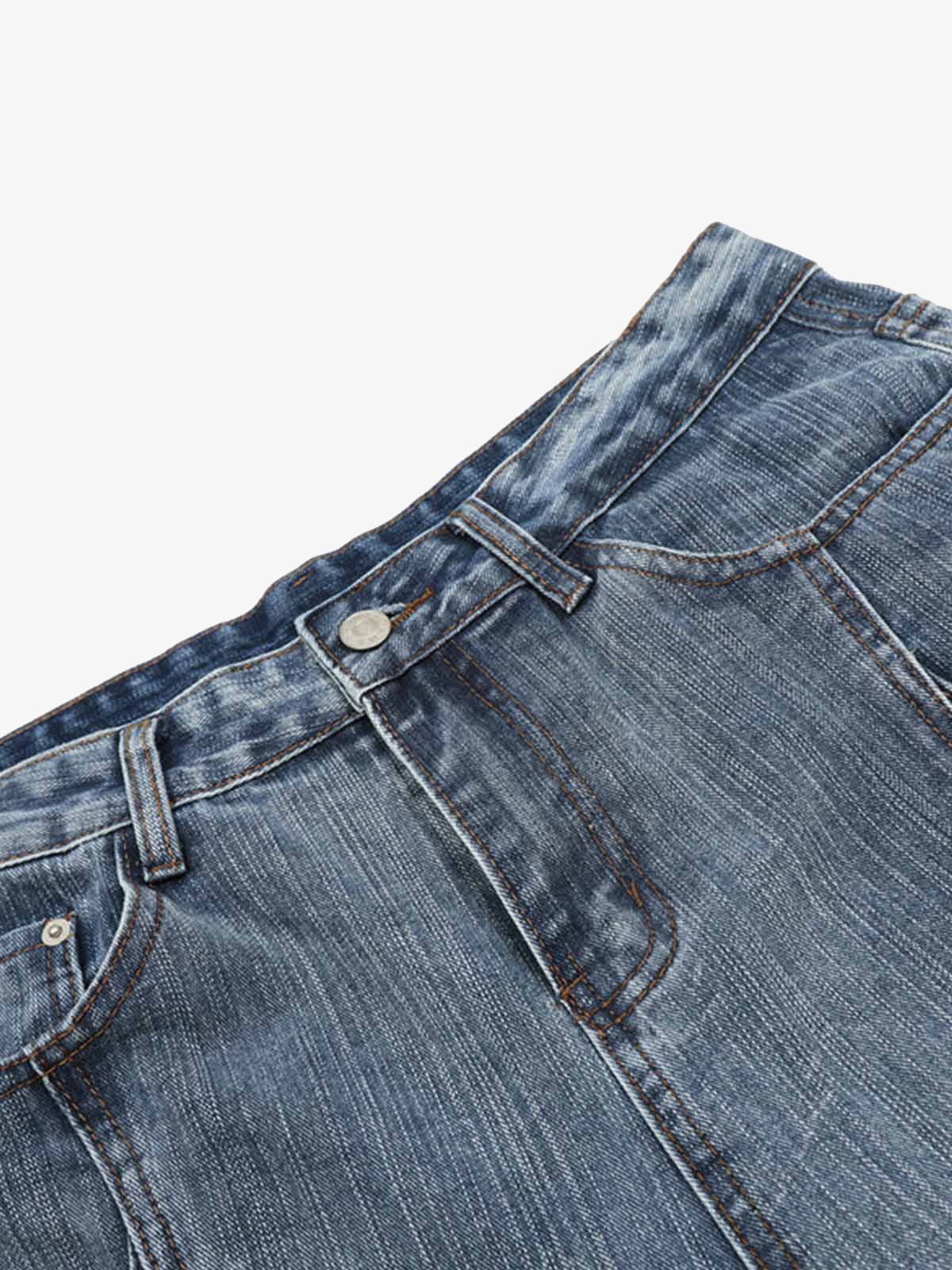Washed Distressed Deconstructed Riveted Jorts 