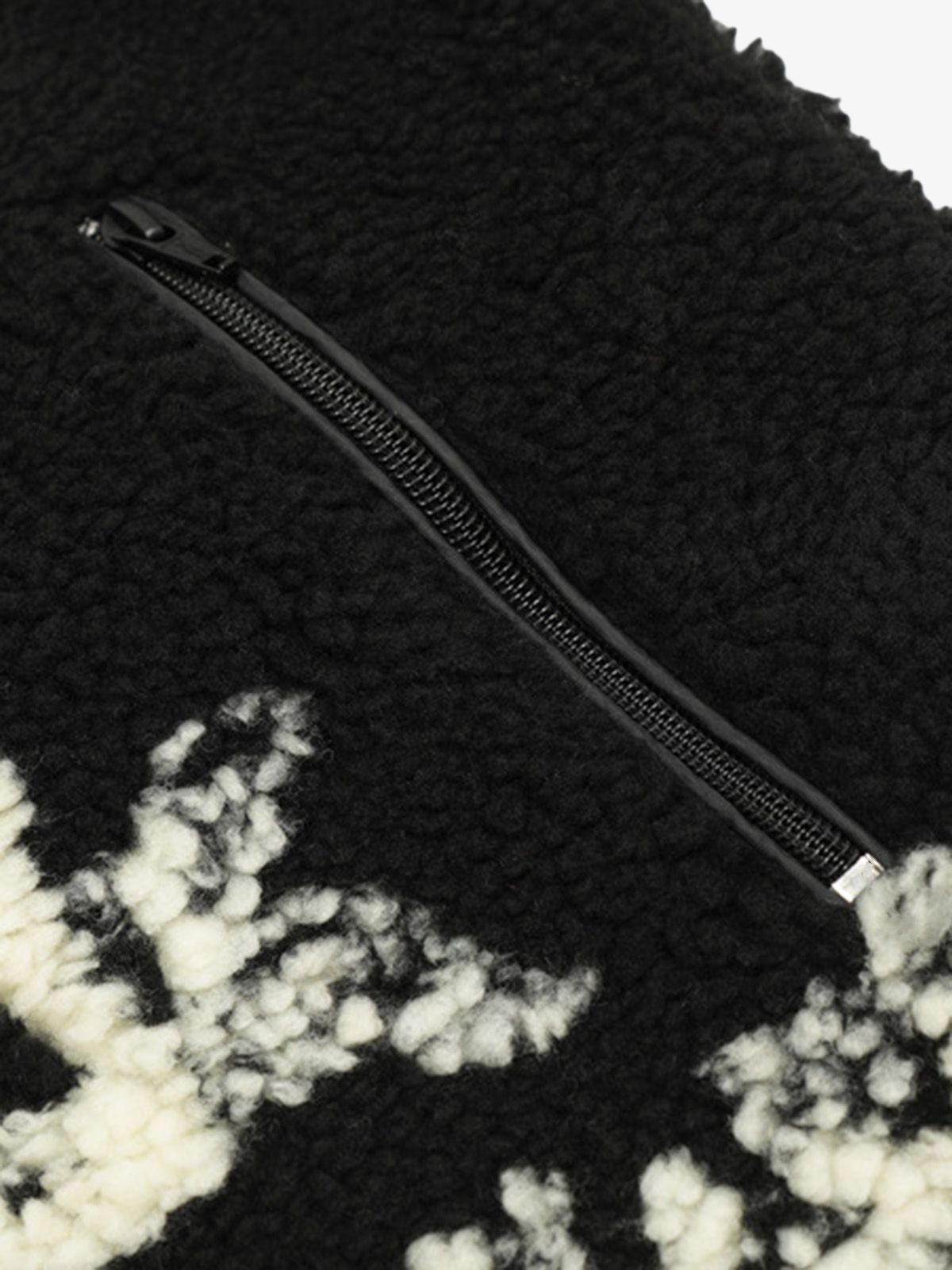 Thesupermade Jacquard Stand Collar Sherpa  Jacket 