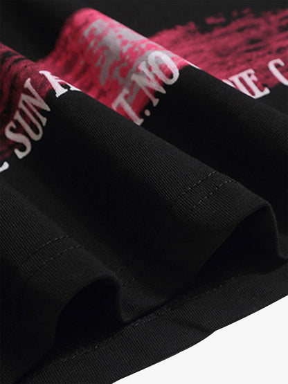 Dark Sunset Ocean Print Street Rap T-shirt 