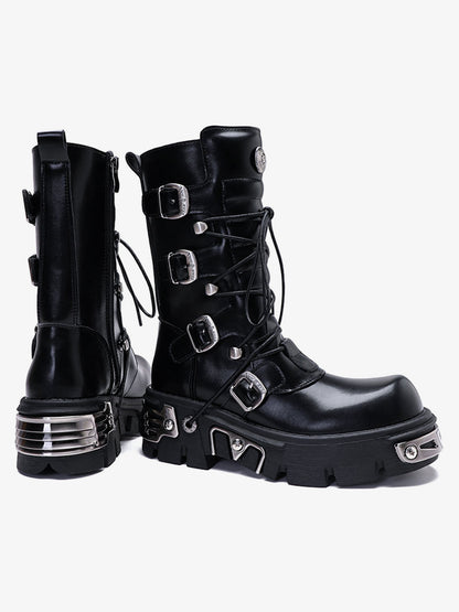 Thesupermade Metal Punk Style Workwear Platform Boots - 2199 