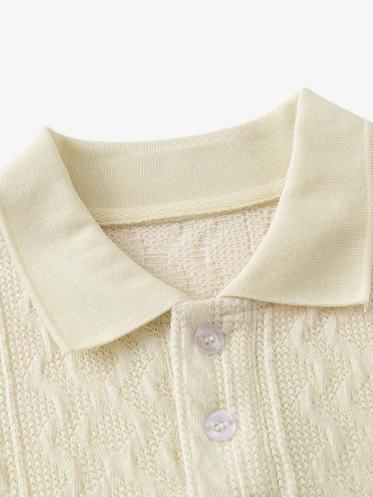 Vintage Print Lapel Short Sleeve Polo Shirt 