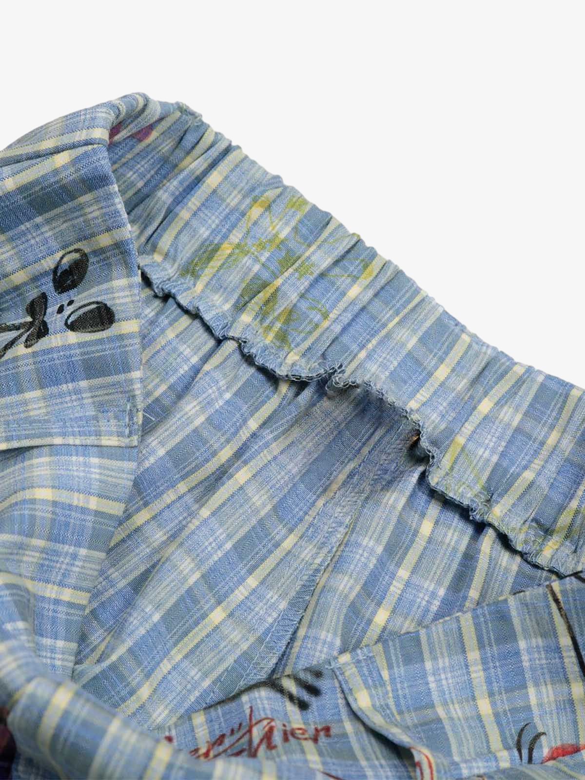 Fun Floral and Fruit Prints Plaid Pants 