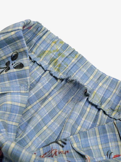Fun Floral and Fruit Prints Plaid Pants 